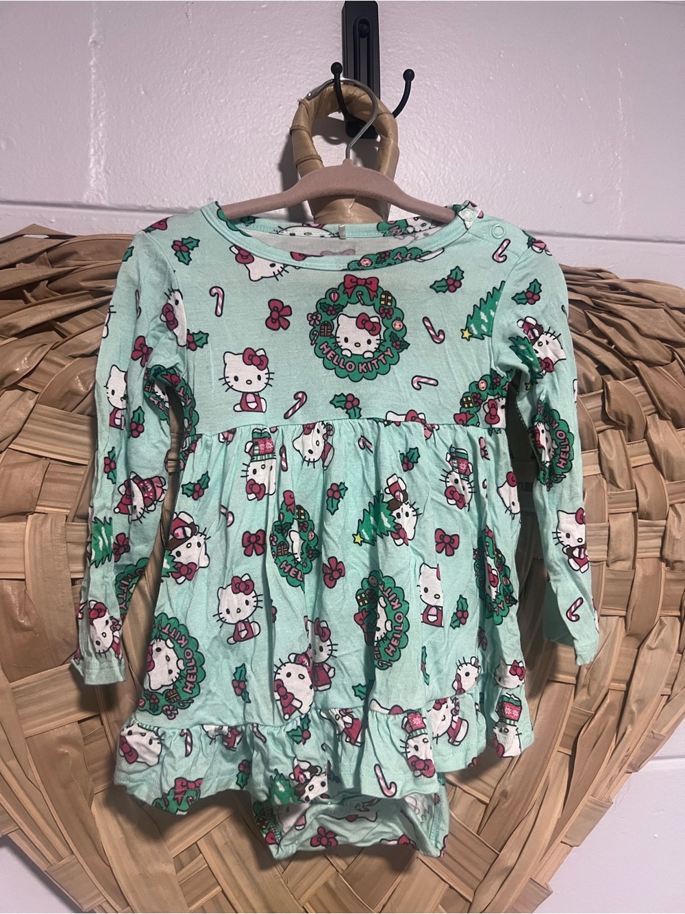 Posh Peanut Mint Green Hello Kitty Holiday Long-Sleeve Bodysuit Dress